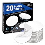 Nano Tape Sticker 20 Pieces – Circle Ø 1.5” Gel Tape Nano Tape Adhesive Double Sided Tape Stickies, Multipurpose Removable Washable Adhesive Transparent Sticker for Carpet, Photo Frame