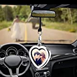 Car Auto Rearview Mirror Hanging Ornament Beautiful Photo Frame Locket Photo Frame Metal for Car Mirror (Heart shaped)