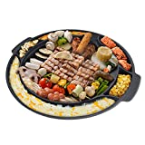 Eutuxia Master Grill Pan for Korean BBQ, 15", Stovetop Nonstick Smokeless Scratch-Resistant, Cast Iron Style Aluminum, For Grilling Vegetable Egg Pork Beef Meat Garlic Cheese Kimchi Made in Korea