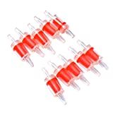 Pawfly 10 PCS Aquarium Check Valves for Common Air Pumps Red Plastic 1-Way Non-Return Valves Pump Protectors for Standard 3/16 Inch Airline Tubing Fish Tank Accessories for Aeration Setup