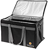 Herculean Insulated Food Delivery Bag - Hot and Cold Thermal XXL Commercial Catering Bag - Durable and Waterproof - EXTRA Divider and Strap - Ideal for Restaurant Delivery and Grocery Shopping