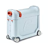 JetKids by Stokke BedBox, Blue Sky - Kid's Ride-On Suitcase & In-Flight Bed - Help Your Child Relax & Sleep on the Plane - Approved by Many Airlines - Best for Ages 3-7
