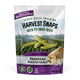 Harvest Snaps Veggie Chips (Green Pea Snack Crisps Parmesan Roasted Garlic, 3.0 oz) | Powered by Plant Protein, Gluten Free, Non-GMO Baked Vegetable Crisps | Made in USA (4 Pack)