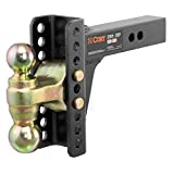 CURT 45900 Adjustable Trailer Hitch Ball Mount, 2-Inch Receiver, 6-Inch Drop, 2 and 2-5/16-Inch Balls, 14,000 lbs , Black