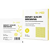 Dr. Med Manuka Honey Gauze Dressing, 4" X 4" Honey Medical Bandage Tulle Mesh Patch for Minor Abrasions, Cuts, Lacerations, Scald and Burns for Wound Healing, Chemical and Drug Free(10 PCS)