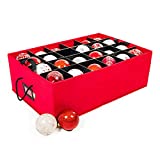 [Christmas Ornament Storage Box with Dividers] - (Holds 48 Ornaments up to 4 Inches in Diameter) | Acid-Free Removable Trays with Separators | 2 Removable Trays - (Red)