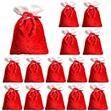 15 Pieces Christmas Velvet Drawstring Bag Red Christmas Tree Ornament Drawstring Gift Bags Velvet Santa Gift Wrap Bags Christmas Decorations Pouch Packaging Drawstring Bag for Christmas Decor Storage