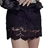 Kangqifen Women Summer Plus Size Lace Skirt Elastic Waist Skorts Black(XXL)