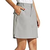 BALEAF Women's Golf Skorts 5 Pockets with Zip 18" UPF 50+ Hiking Skirt Quick Dry Lightweight Skirts Outdoor Tennis Gray M