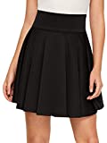 SweatyRocks Women's Basic High Waist Stretchy Flared Mini Skater Pleated Skirt Black X-Small