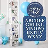 Baby Shower Balloon Box Decorations (6 White Boxes) | 52 Letters (2-Sets of A-Z) for Custom NAME, Birthday Party Decor, Gender Reveal Decorative Blocks