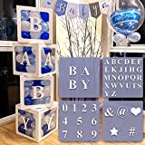 4 pcs White Transparent Balloons Boxes with 30 Letters 10 Numbers 5 Symbols, 49 pcs Party Decorations Kit Supplies, Boys Girls Birthday Baby Shower Gender Reveal Decoration Backdrop, Photoshoot Props