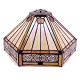 WERFACTORY Tiffany Lamp Shade Replacement 12X10X6 Inch Yellow Hexagon Stained Glass Mission Lampshade Only with Cap fit for Table lamp Pendant Light Ceiling Fixture (Part Not Included) S011 Series