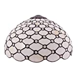 Tiffany Lamp Shade Replacement W16H7 Inch Stained Glass Crystal Pear Bead Lampshade Fit For Table Lamps FLoor Lamp Ceiling Fixture (3 Hooks)Pendant Hanging Light S005 WERFACTORY Home Office Decoration