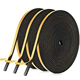 49 Feet Weather Stripping Door Seal Strip, 1/4'' Wide X 1/8'' Thick High Density Foam Tape, Door Window Insulation Soundproofing Weatherproof, Self Adhesive Rubber Weatherstrip Door Seal Strip