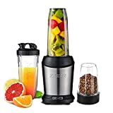 Smoothie Blender, KIRKRIN Personal Blender for Shakes and Smoothies Heavy Duty, 1200W Milkshake Maker with Tritan BPA Free 24 and 34 oz To Go Cups and Coffee Grinder (with 3 Regular Lids and 2 Spout Lids)