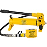 NEWTRY 50 ton Low Profile Hydraulic Ram Jack + Hand Pump Stoke 16mm(0. 63inch) Mini Protable Hydraulic Cylinder Industrial Super Thin Lifting Jack (50T Hydraulic Jack + cp-700 Pump)