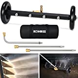 Kohree Undercarriage Pressure Washer Cleaner Attachment, 2 in 1 Underbody Car Washer Water Broom 16", Surface Cleaner for Pressure Power Washer with 3 Pcs Extension Wands 4000 PSI