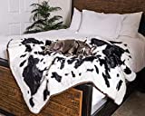 Treat A Dog PupProtector Waterproof Dog Blanket - Soft Plush Throw Protects Bed, Couch, or Car from Spills, Stains, Scratching, or Pet Fur - Machine Washable (Black Faux Cowhide)