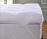 King Mattress Topper, QUEEN ROSE Cooling Mattress Bed Cover King Size, Plush Quilted Thick Pillowtop with Snow Down Alternative, White Mattress Topper Straps with Anchor Bands