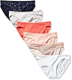 Amazon Essentials Women's Cotton Bikini Brief Underwear, Pack of 6, Stars & Dots, X-Small