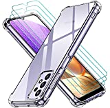 iVoler Case for Samsung Galaxy A32 5G 6.5" with [3 Pack Tempered Glass Screen Protector] Clear Slim Soft TPU Silicone Protective Shockproof Phone Case for Samsung Galaxy A32 5G- Crystal Clear