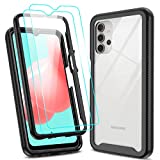 LeYi for Samsung A32 5G Case (Not Fit 4G), Samsung Galaxy A32 5G Case with 2 Tempered Glass Screen Protector, Full-Body Rugged Hybrid Bumper Shockproof Clear Protective Phone Cases for A32 5G, Black