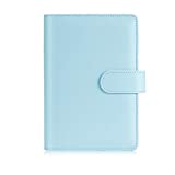 Sooez A6 Notebook Binder, 6 Ring Planner with Stylish Design, Loose Leaf Personal Organizer Binder Cover with Magnetic Buckle Closure, PU Leather Binder for Women with Macaron Colors (Mint Blue)