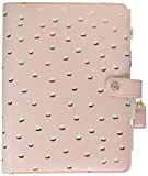 A5 PU Leather Notebook Binder Cover Kit by Webster's Pages, Refillable 6 Ring Planner with Inserts, Small Business or Budget Organizer - Blush Dot 1.5 Inch Gold Rings, 7.5 X 10"