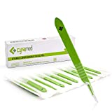 Cynamed # 15 Disposable Scalpel with Plastic Handle - Sterile Single Blade Razor for Dermaplaning, Dissection, Podiatry, Professional Grooming, Acne Removal - Surgical Stainless Steel Tool - Box of 10