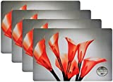 Set of 4 Calla Lily Flower Placemats Foam Backing Ease Care Wipe Clean Table Place Mat Set