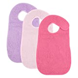 Drestle Baby & Toddler Thick Towel Bib - 3 Pack - 100% Peru Pima Cotton, Strong and Thick, Yet Absorbent, Comfortable and Soft (Pink, Fuchsia & Purple)