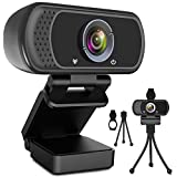 Webcam HD 1080p Web Camera, USB PC Computer Webcam with Microphone, Laptop Desktop Full HD Camera Video Webcam 110 Degree Widescreen, Pro Streaming Webcam for Recording, Calling, Conferencing, Gaming