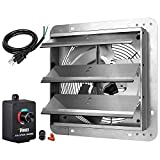 iPower HIFANXEXHAUST12CTB 12 Inch Variable Shutter Exhaust Fan with Speed Controller and Power Cord Kit, 1620RPM, 1600 CFM, Silver