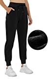 Heathyoga Fleece Lined Joggers for Women Thermal Sweatpants for Women Joggers with Pockets Workout Pants Running Pants Black
