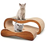 ScratchMe 2 in 1 Cat Scratcher Cardboard Lounge Bed, Cat Scratching Post, Durable Board Pads Prevents Furniture Damage,Large