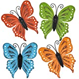 aboxoo Metal Butterfly Wall Decor, Hanging Wall Art Decorations for Outdoor Indoor Garden Patio Fence or Living Room Bedroom, Set of 4