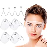 PICcircuit Face Shield 4 Packs Clear Anti-Fog Face Shields with Glasses, Transparent Full Face Covers Plastic Protective Eye Mouth Visors, Reusable Breathable See Through Goggles for Adults
