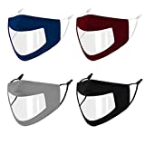 Clear Window Face Mask Clean Reusable for Women Fashion Washable Breathable Designer Cloth Fabric Madks,Adult Earloop Mouth Nose Eve,Anti-fog Lip Reading Vision Visor