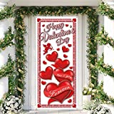 Happy Valentine's Day Door Cover, Large Fabric Valentines Day Red Heart Door Cover Valentines Day Banner Door Hanging Holiday Decoration for Valentines Day Party Favors, 78 x 35.4 Inch