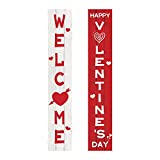 Ochine Valentine's Day Heart Banner Front Door Porch Sign Hanging Love Heart Wall Decor Party Supplies Welcome Valentines Day Decorations Banners Home Indoor Outdoor Decoration