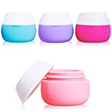 Travel Containers for Toiletries, Gemice Silicone Cream Jars, TSA Approved Travel Size Containers Leak-proof Travel Accessories with Lid for Cosmetic Makeup Face Body Hand Cream (4 Pieces)