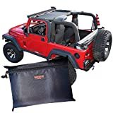 Badass Moto for Jeep Sunshade for Jeep Wrangler Top Mesh. 1997-2006 TJ (Front) Keeps You Cool. Reduces UV + Wind & Noise. Easy No Tool Install Sun Shade Top for Jeep Lover Gifts Accessories