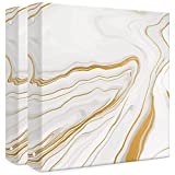 Cute 3 Ring Binder Organizer for Letter Size Paper, Decorative Fashion 1 Inch Round Rings Binders for Girls, Women and Kids, 2 Pack (Gold Marble, 1-Inch)