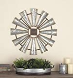 Deco 79 Indoor/Outdoor Large Brown & Silver Metal Windmill Fall Summer, Farmhouse Wall, Patio Decor, 30x1x30, Black/Gray