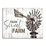 Vintage Windmill Farmhouse Wall Decor - Farm Sweet Farm Picture Canvas Prints Posters for Living Room Bedroom Wall Decoration