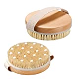 AmazerBath 2 Pack Dry Brushing Body Brush, Dry Brush for Cellulite and Lymphatic, Exfoliating Brush Body with Soft and Natural Bristle, Dry Body Brush for Showering to Improve Skin and Body Function