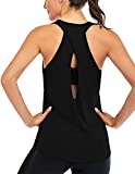 ICTIVE Womens Cross Backless Workout Tops for Women Racerback Tank Tops Open Back Running Tank Tops Muscle Tank Yoga Shirts Workout Tank Tops for Women Yoga Tops Active Tanks Black L