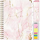 Global Printed Products HARDCOVER 2022 Planner: (November 2021 Through December 2022) 8.5"x11" Daily Weekly Monthly Planner Yearly Agenda. Bookmark, Pocket Folder and Sticky Note Set (Pink Marble)