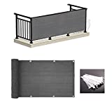 LOVE STORY 3' x 10' Charcoal Balcony Privacy Screen Fence Cover (HDPE) UV Protection Weather-Resistant 3 FT Height Shield for Deck, Patio, Backyard, Outdoor Pool, Porch, Railing